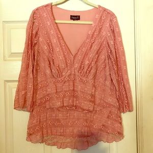 Rose pink lace top